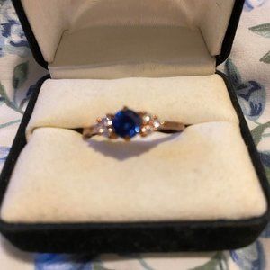 Size 11 Sapphire CZ Diamond 18kt Gold Plated Ring
